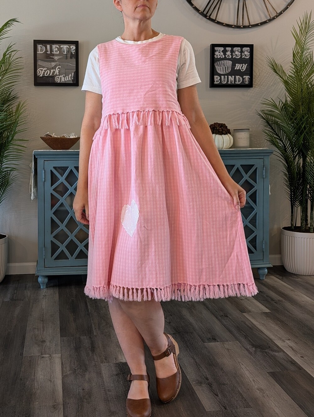 ooak PINAFORE DRESS made from vintage gingham tablecloth S